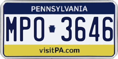 PA license plate MPO3646