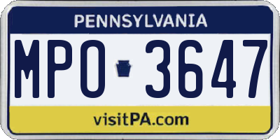 PA license plate MPO3647