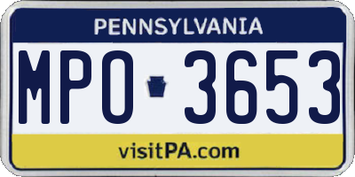 PA license plate MPO3653