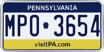 PA license plate MPO3654