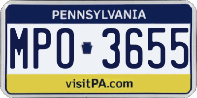 PA license plate MPO3655