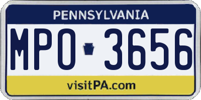 PA license plate MPO3656