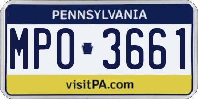 PA license plate MPO3661