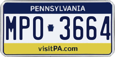 PA license plate MPO3664