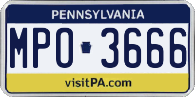 PA license plate MPO3666