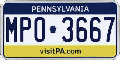 PA license plate MPO3667