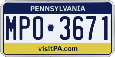 PA license plate MPO3671