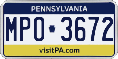 PA license plate MPO3672