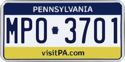 PA license plate MPO3701
