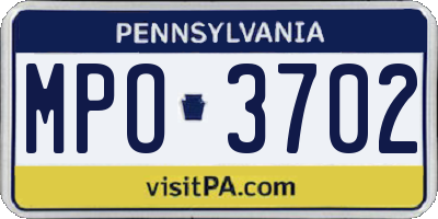 PA license plate MPO3702