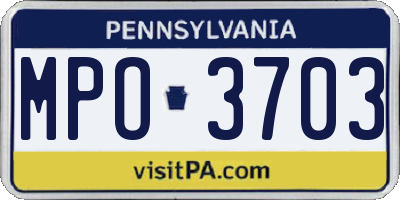 PA license plate MPO3703