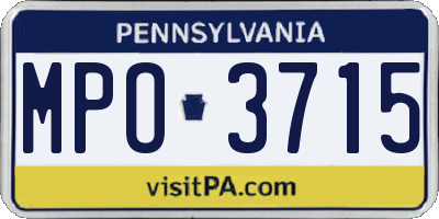 PA license plate MPO3715