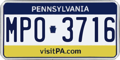 PA license plate MPO3716