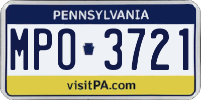 PA license plate MPO3721