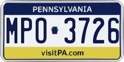 PA license plate MPO3726