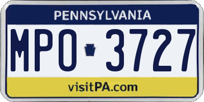 PA license plate MPO3727