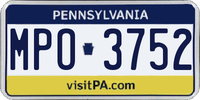 PA license plate MPO3752