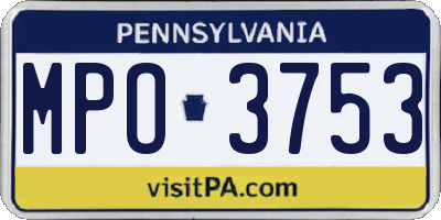 PA license plate MPO3753
