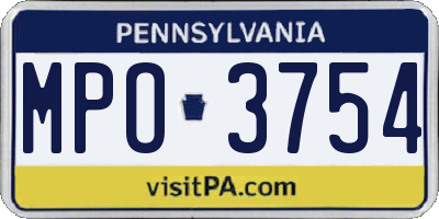 PA license plate MPO3754