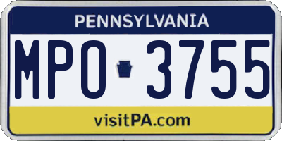 PA license plate MPO3755