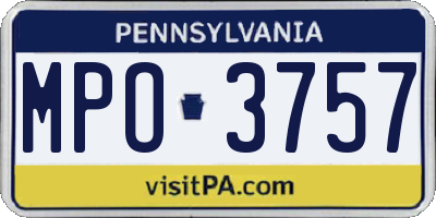PA license plate MPO3757