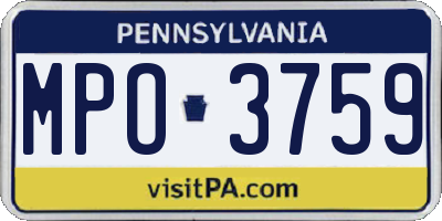 PA license plate MPO3759