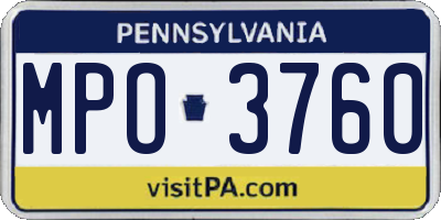 PA license plate MPO3760