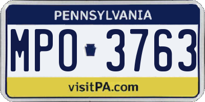 PA license plate MPO3763