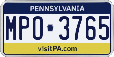 PA license plate MPO3765