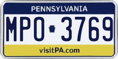 PA license plate MPO3769
