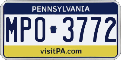PA license plate MPO3772