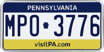 PA license plate MPO3776