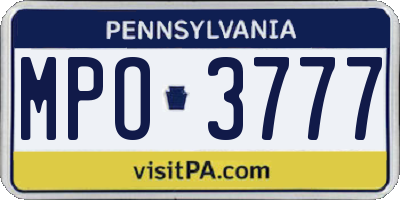 PA license plate MPO3777