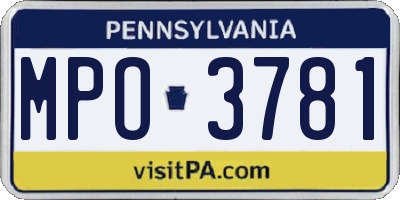 PA license plate MPO3781