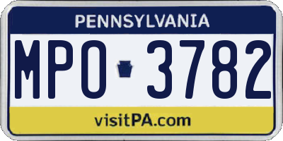 PA license plate MPO3782