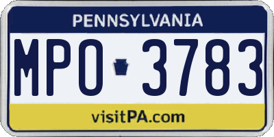 PA license plate MPO3783