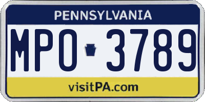 PA license plate MPO3789