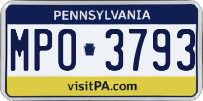 PA license plate MPO3793