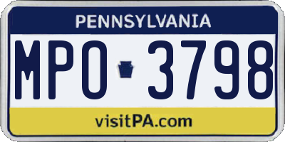 PA license plate MPO3798