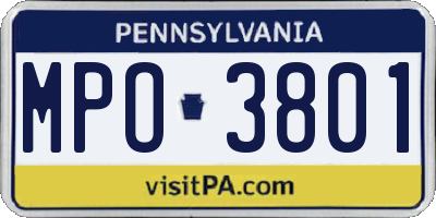 PA license plate MPO3801