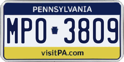 PA license plate MPO3809