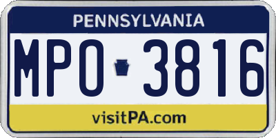 PA license plate MPO3816