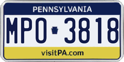 PA license plate MPO3818
