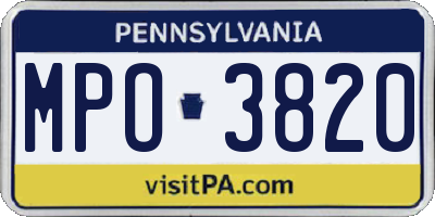 PA license plate MPO3820