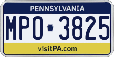 PA license plate MPO3825