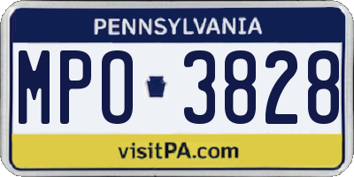 PA license plate MPO3828