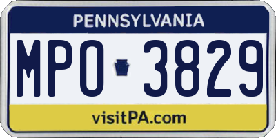 PA license plate MPO3829