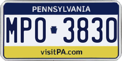 PA license plate MPO3830