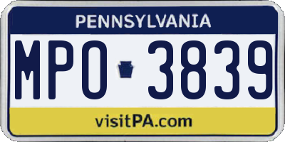 PA license plate MPO3839