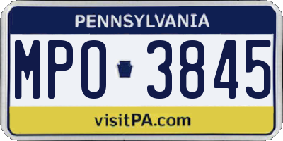 PA license plate MPO3845